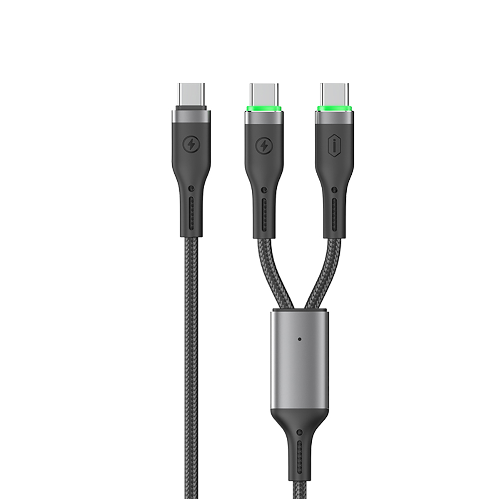 WiWU 100W OringLink Nylon Braided Cable C-C+C 1.2M